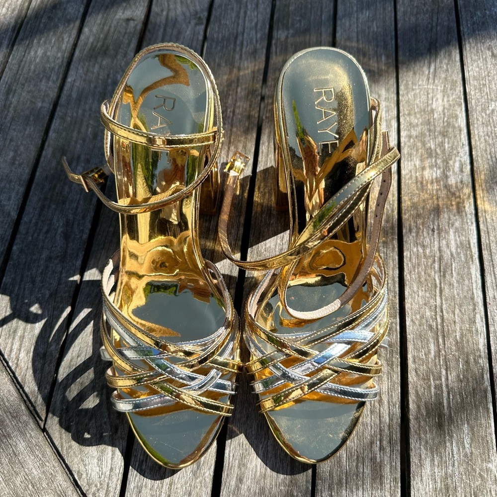 Raye gold and silver Napa block heel 7.5 - Picture 3 of 7